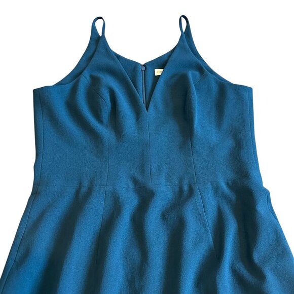 Dress The Population Lyla Crepe Cocktail Dress Peacock Blue Sheath Size 12 - Picture 3 of 13